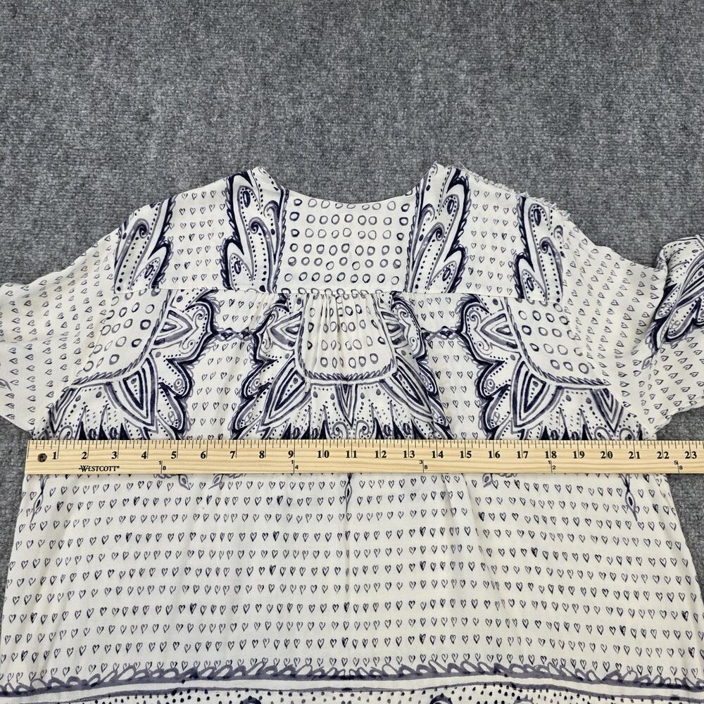 Anthropologie Maeve Top Womens XS Navy White Heart Print Boho Peasant Blouse - Picture 4 of 16
